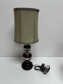  Wood Base Lamp with Hammered Silver Accents