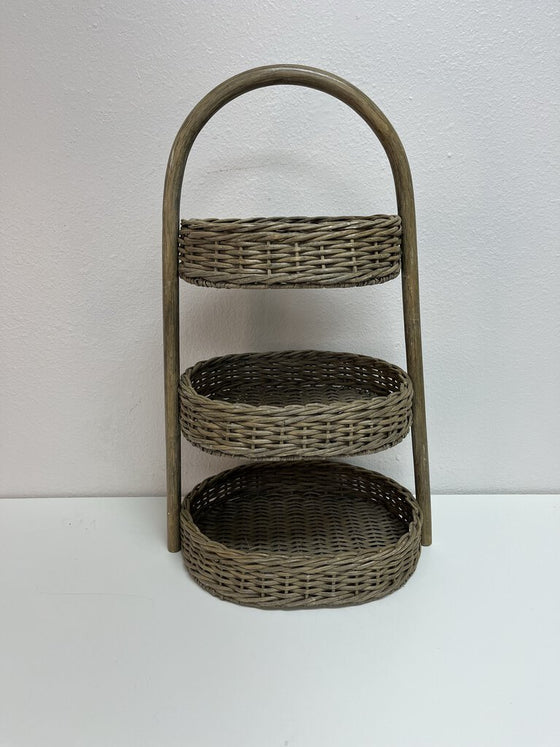 3 Tiered Wicker Basket Stand