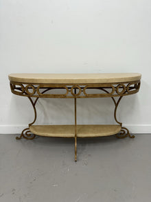  Entry Table, 2 Shelf, Metal Scroll