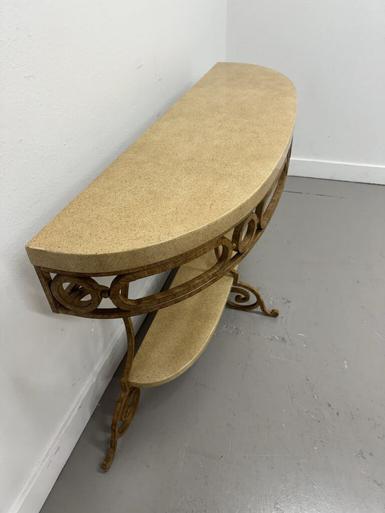 Entry Table, 2 Shelf, Metal Scroll