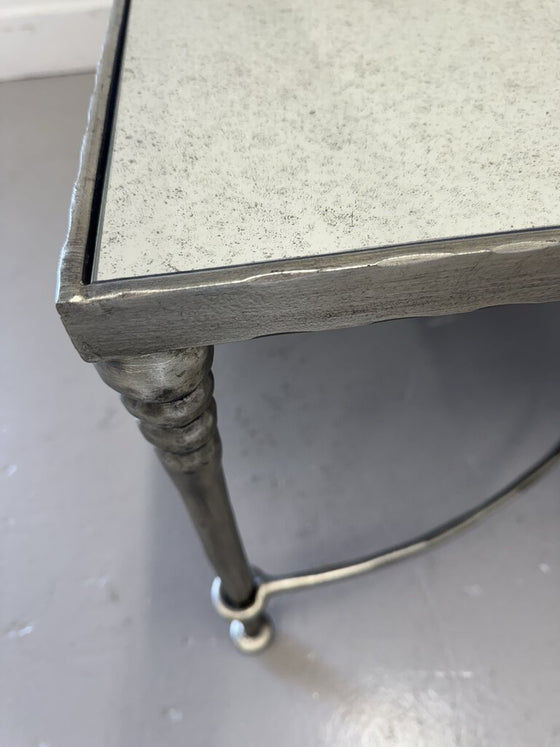 Square Smokey Mirror, Hammered Metal