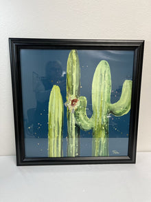  "Natural Desert Cactus on Blue" by Patricia Pinto Framed Art