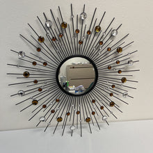  Metal Sunburst Mirror with Faux Gems