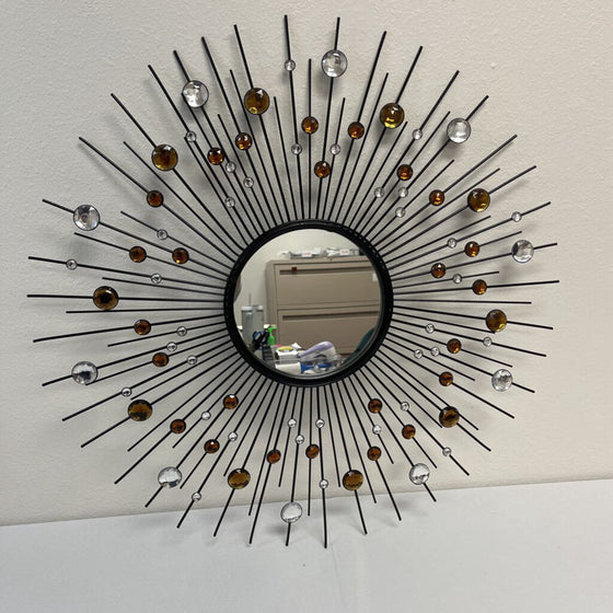 Metal Sunburst Mirror with Faux Gems