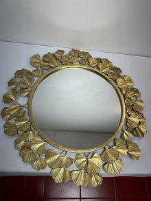  Round Mirror with Gold Leaf Details