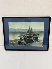  Asian Fishing Sailboat Landscape Framed Art