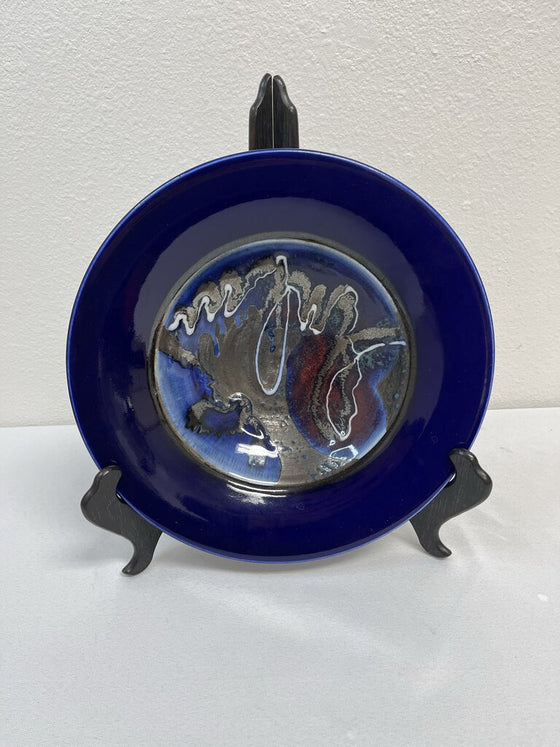 Handmade Art Glass Blue Bowl