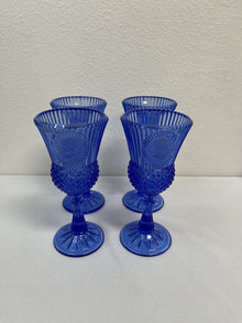  Fostoria George and Martha Cobalt Goblets