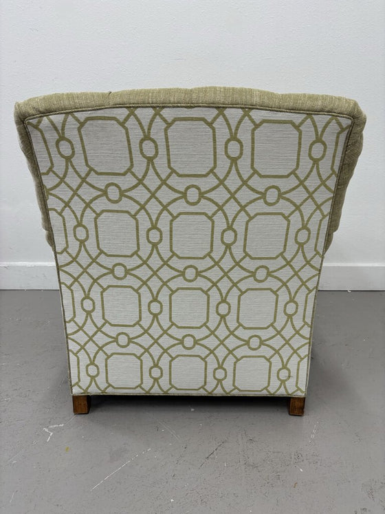 Green and White Upholstered Accent Chair