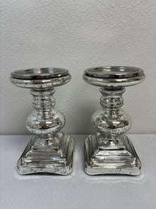  Set of 2 Pottery Barn Mercury Glass Candle Holders