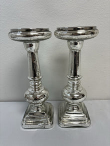  Set of 2 Pottery Barn Mercury Glass Candle Holders