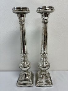  Set of 2 Pottery Barn Mercury Glass Candle Holders