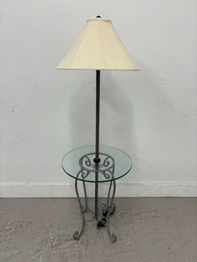  Iron & Glass Floor Lamp/Side Table