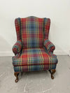 Upholstered Plaid Wingback