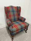 Upholstered Plaid Wingback