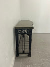 Iron Sofa Table with Faux Stone Parquet Top
