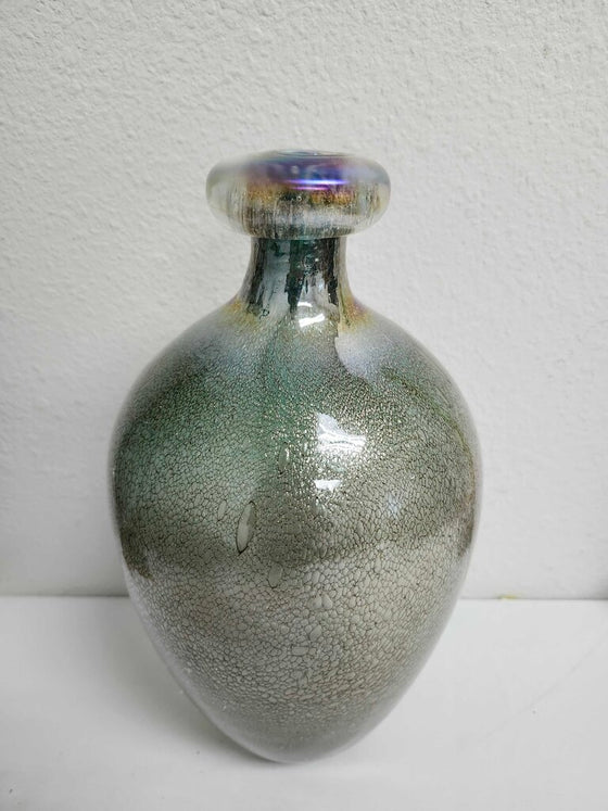 Iridescent Hand Blown Glass Bottle