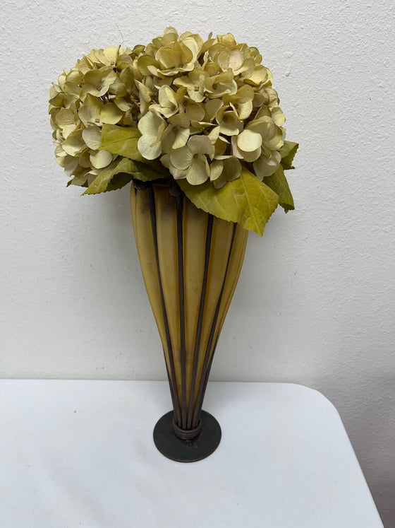 Glass/Iron Vase w/ Hydrangeas