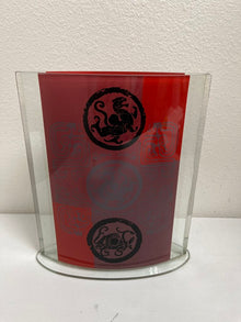  Chinese Medallion Glass Oval Vase