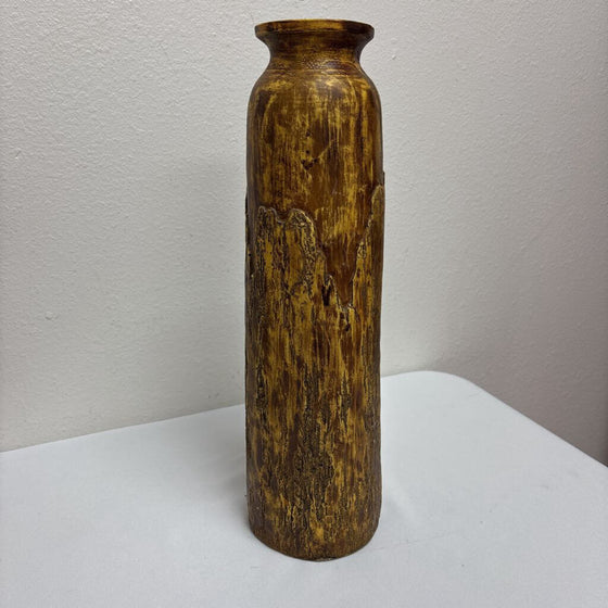 Distressed Faux Wood Vase