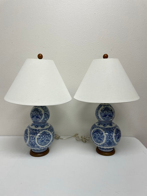 Ralph Lauren Porcelain Double Gourd Set of Lamps