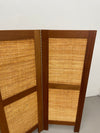 4 Panel Walnut & Rattan Room Divider