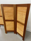 4 Panel Walnut & Rattan Room Divider