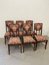 Antique Oak Dining Chairs with Tapestry Upholstery