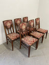 Antique Oak Dining Chairs with Tapestry Upholstery