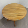 Round Oak Dining Table with Glass Top