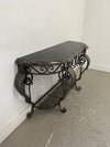 Scrolled Iron Sofa Table with Tesselted Marble Top