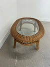 Oval Wicker and Glass Outdoor Coffee