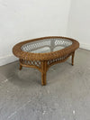 Oval Wicker and Glass Outdoor Coffee