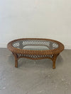 Oval Wicker and Glass Outdoor Coffee