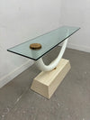 Tusk Sofa Table with Marble Base and Glass Top