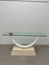 Tusk Sofa Table with Marble Base and Glass Top