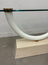 Tusk Sofa Table with Marble Base and Glass Top