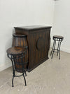 Bar with Barrel Design and 2 Stools