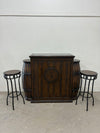 Bar with Barrel Design and 2 Stools
