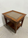 Side Table with Glass and Wicker Top
