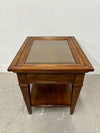 Side Table with Glass and Wicker Top