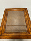 Side Table with Glass and Wicker Top