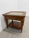 Side Table with Glass and Wicker Top