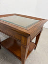 Side Table with Glass and Wicker Top
