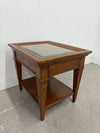 Side Table with Glass and Wicker Top