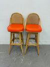 Vintage 1970 Swivel Rattan Bar Chairs