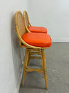 Vintage 1970 Swivel Rattan Bar Chairs