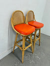 Vintage 1970 Swivel Rattan Bar Chairs