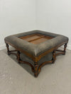 Leather & Wood Ottoman