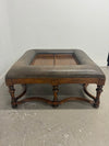 Leather & Wood Ottoman